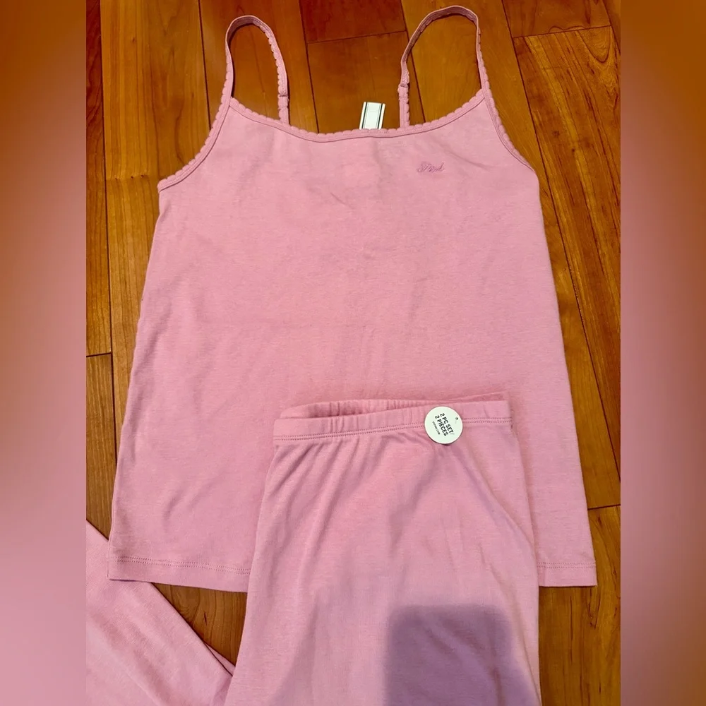 NWT Victoria's Secret PINK Light Pink 2 Piece Pajama Set - Picture 3 of 6